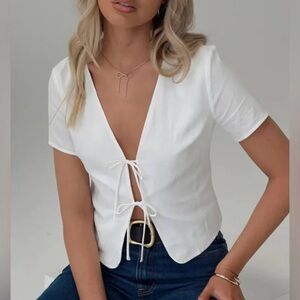 Princess Polly White Tie-Front Top
